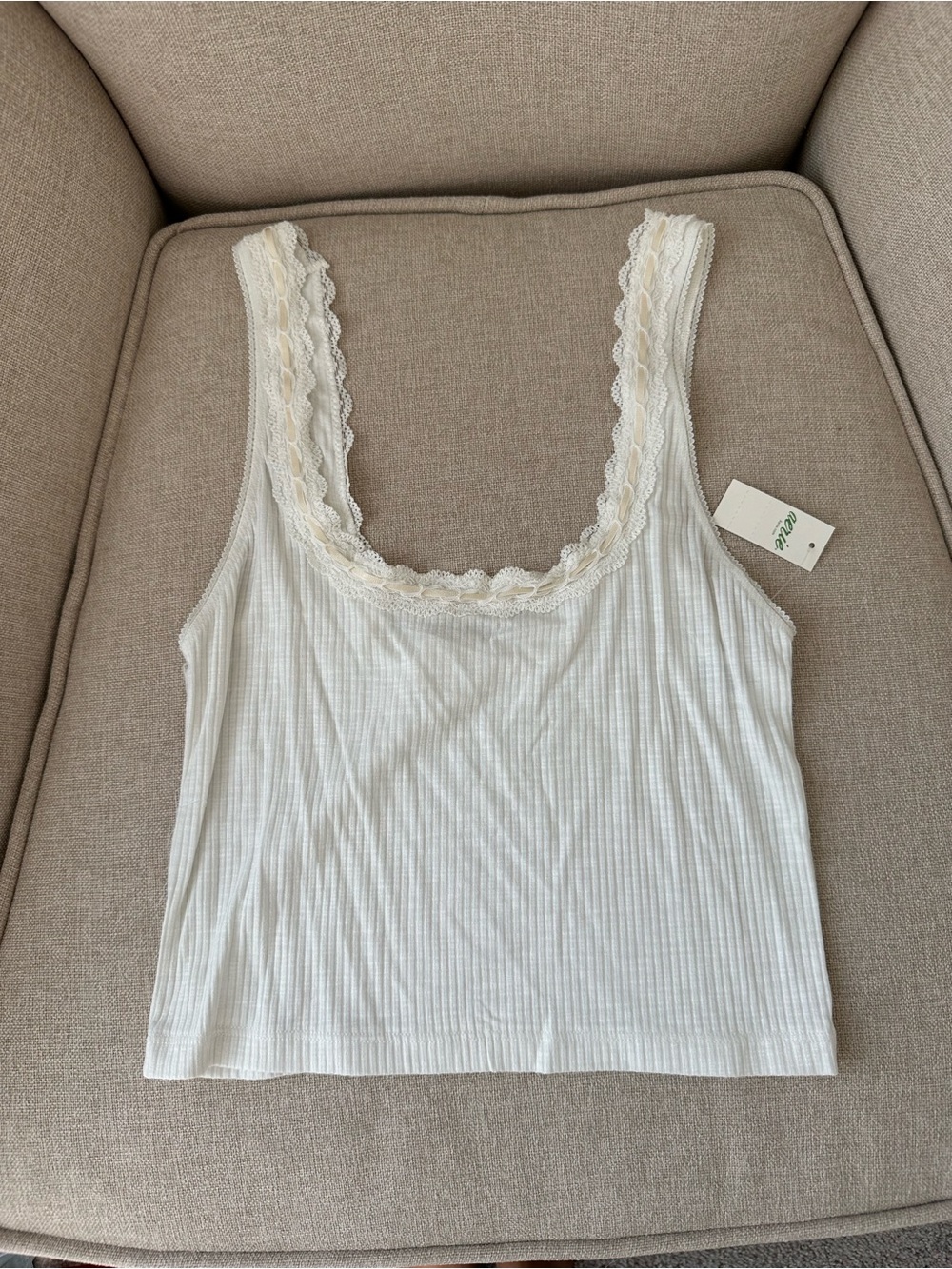 aerie “real good” ribbon lace lounge top